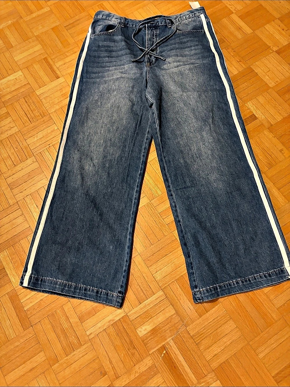 Scotch & Soda Wide Leg Jeans in Blue & White XL NWT